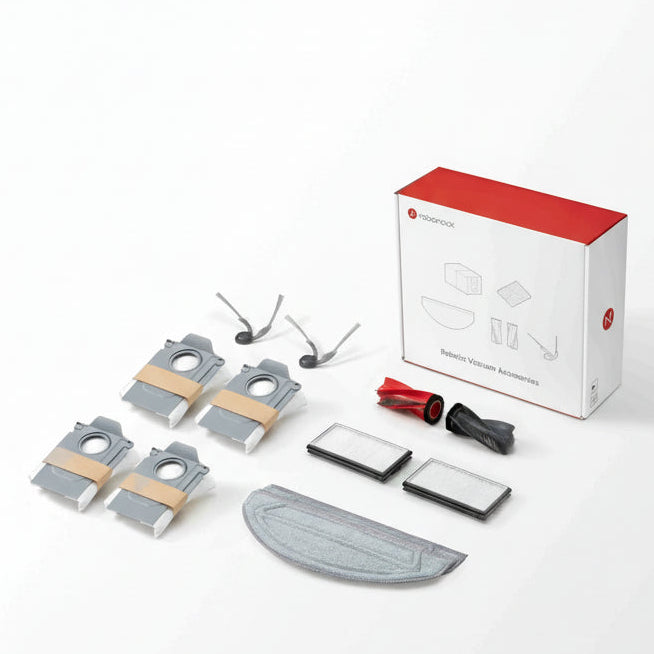 Roborock tilbehør til Saros 20 Sonic – hovedbørste *1 sæt + sidebørste *2 + filter *2 + støvpose *4 + VibraRise moppeklud *2
